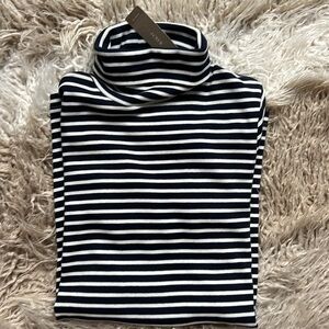 J. Crew Black and White Striped Long Sleeve Turtleneck